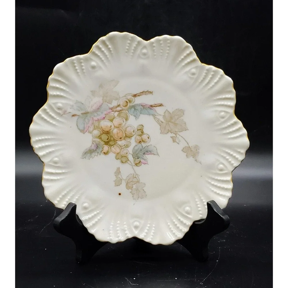 Antique CARLSBAD Austria BFHS‎ China Floral Leaf Shaped Decorative Plate 7.25